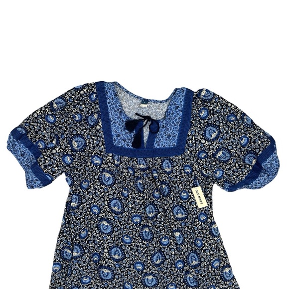 Old Navy Floral Puff-Sleeve Mini Swing Dress | Blue Blossoms | Size Large NWT - Picture 5 of 13